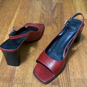 Red leather coach shoes